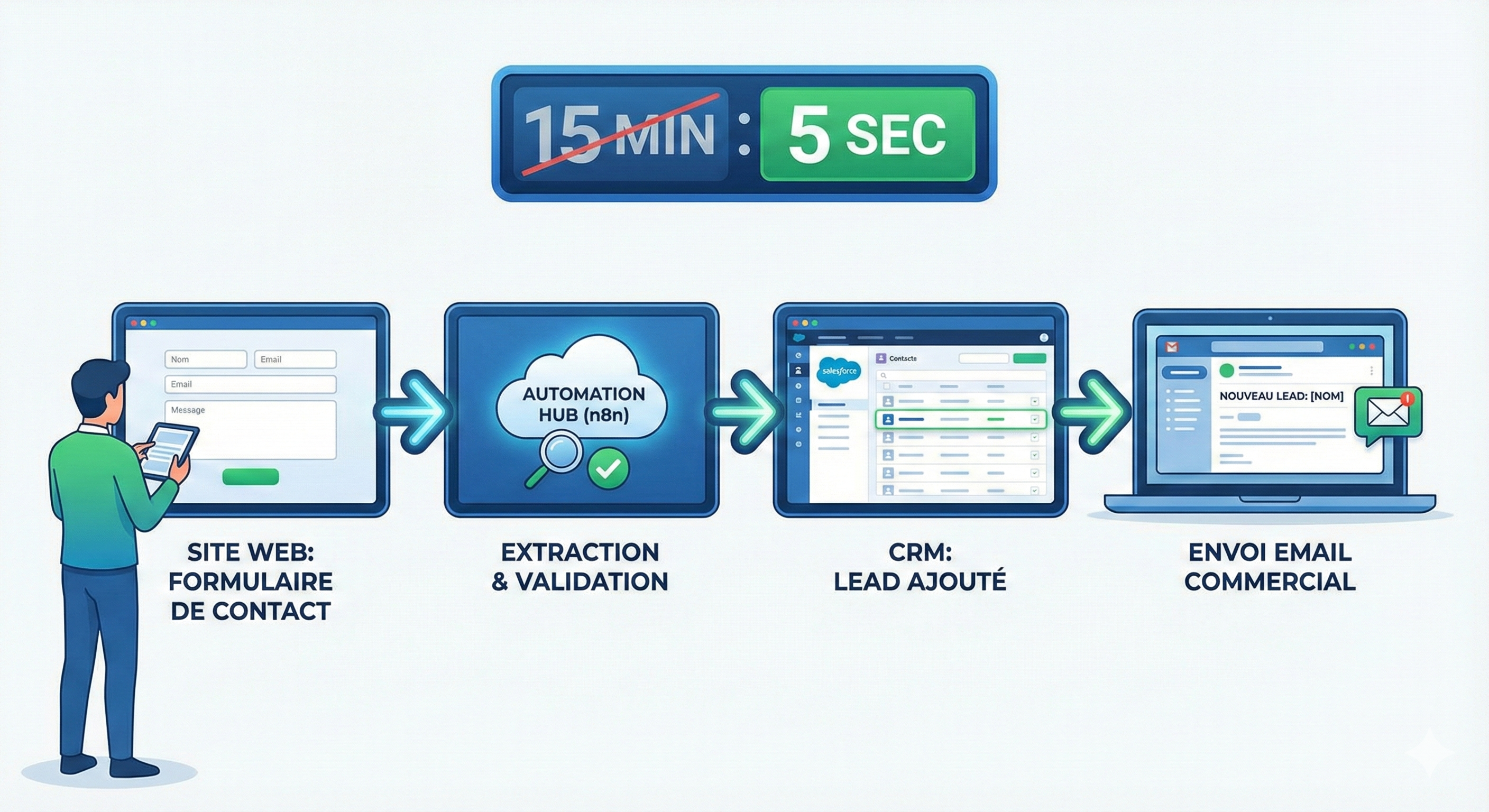 Illustration de workflow abstrait ou de réseau de données