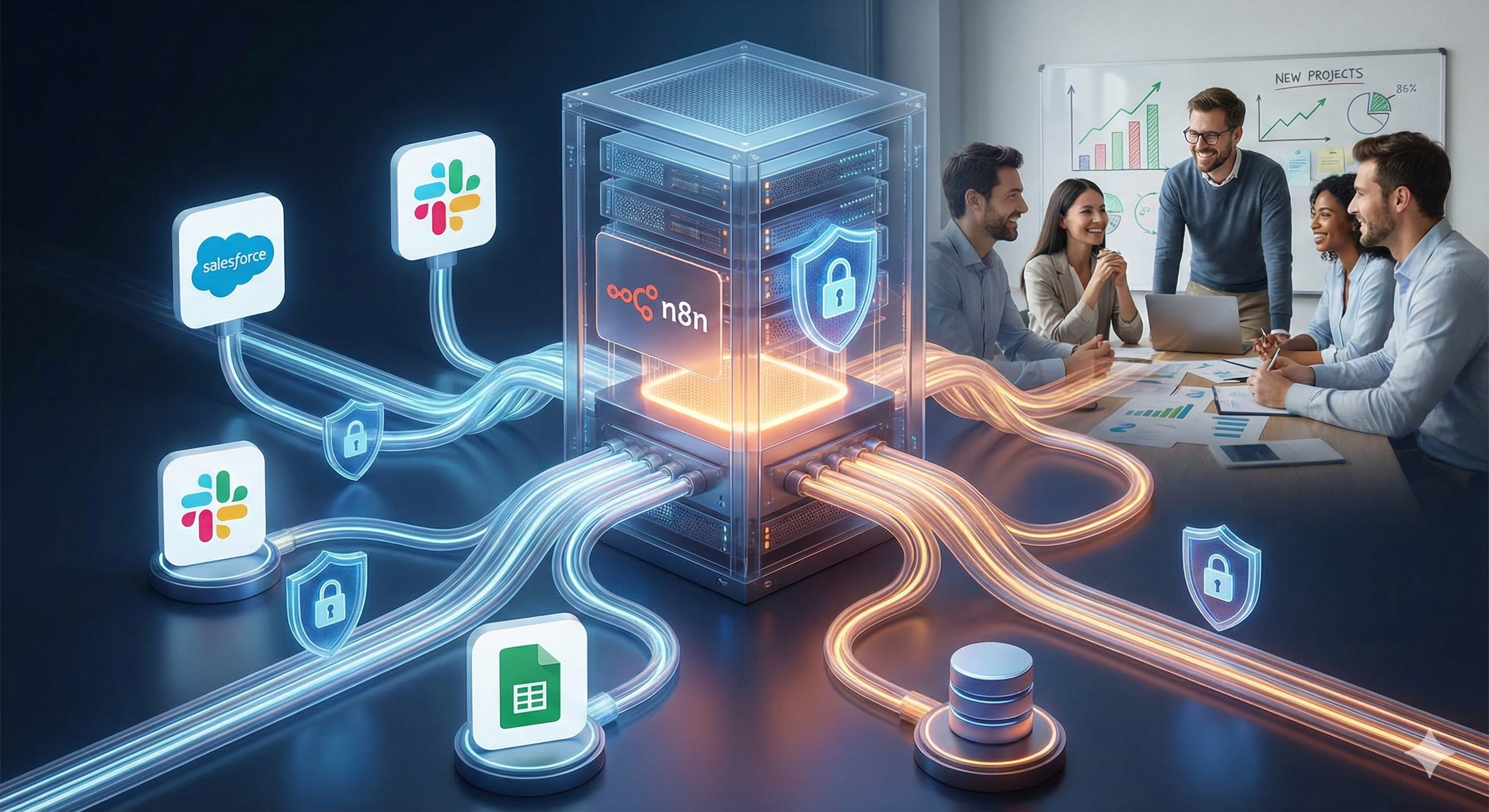 Dashboard analytique et flux de données d'automatisation No-Code